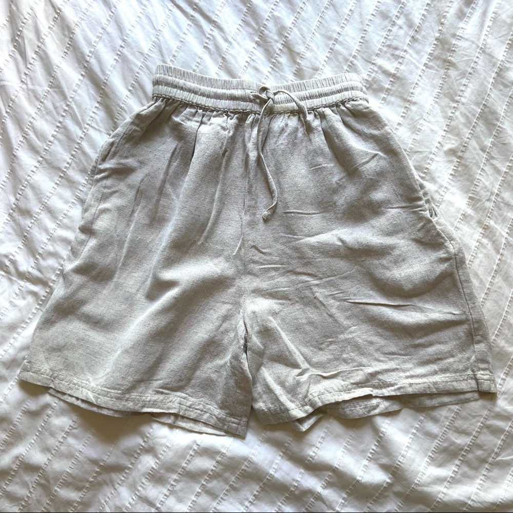 Vintage High Waist Cotton Blend Shorts